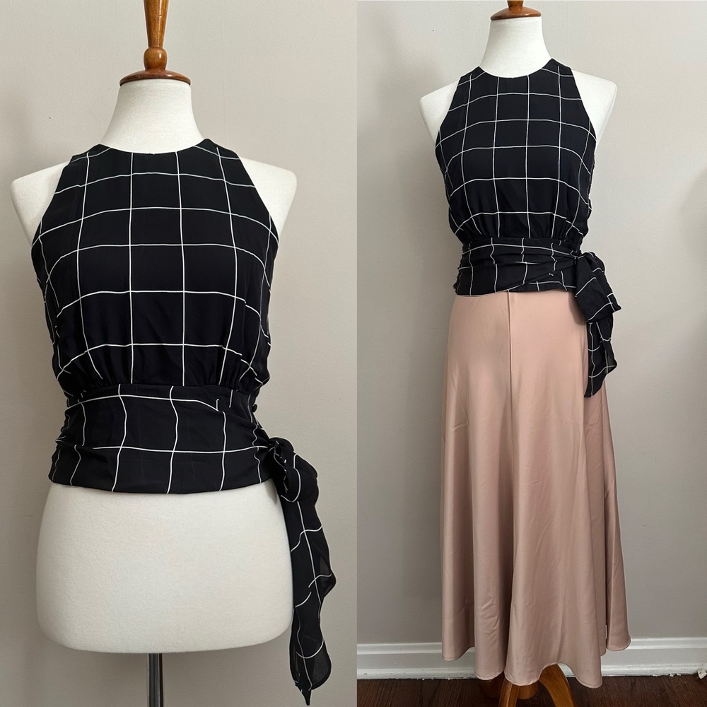 Milly Silk Windowpane Print Top